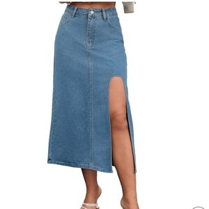 Nwot Cimuk Medium Nwt Large Allegra K Women's Denim Skirt Casual High Waisted Fr